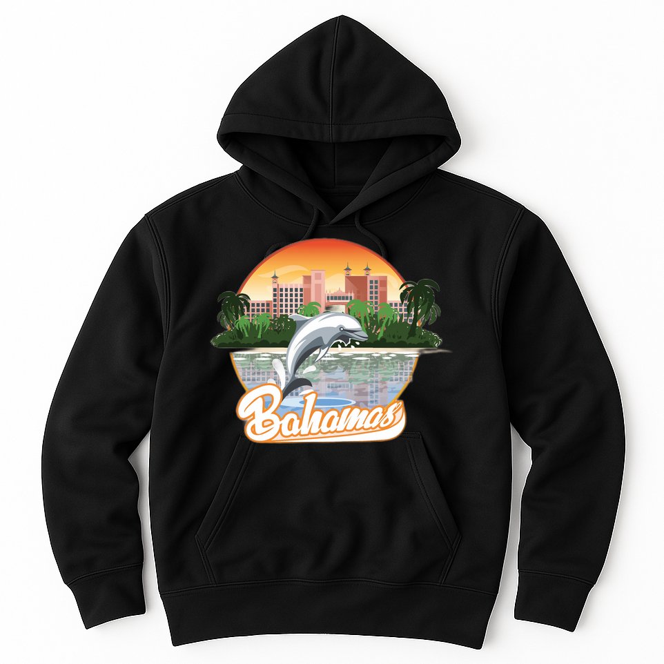 Bahamas With A Playing Dolphin And Hotels Hoodie