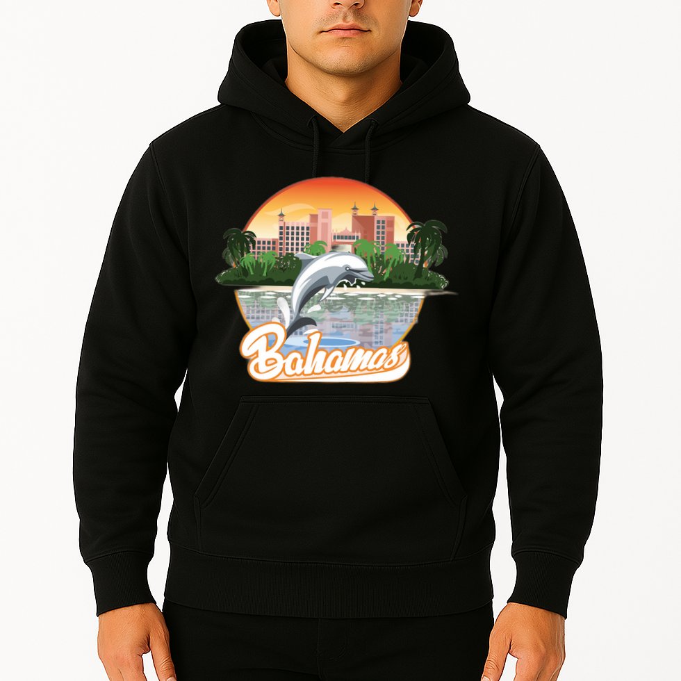 Bahamas With A Playing Dolphin And Hotels Hoodie
