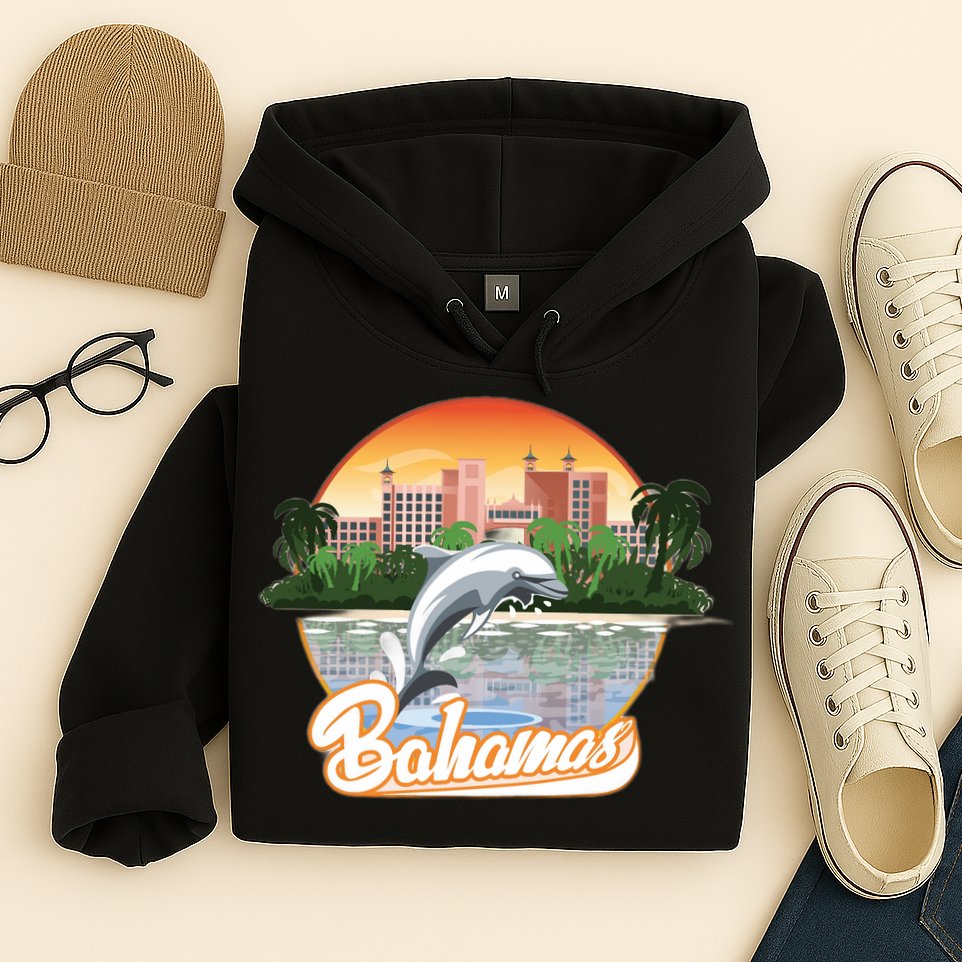 Bahamas With A Playing Dolphin And Hotels Hoodie