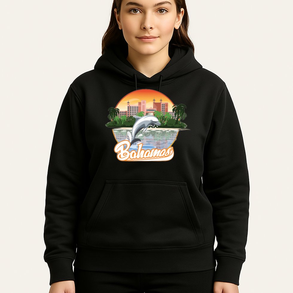 Bahamas With A Playing Dolphin And Hotels Hoodie