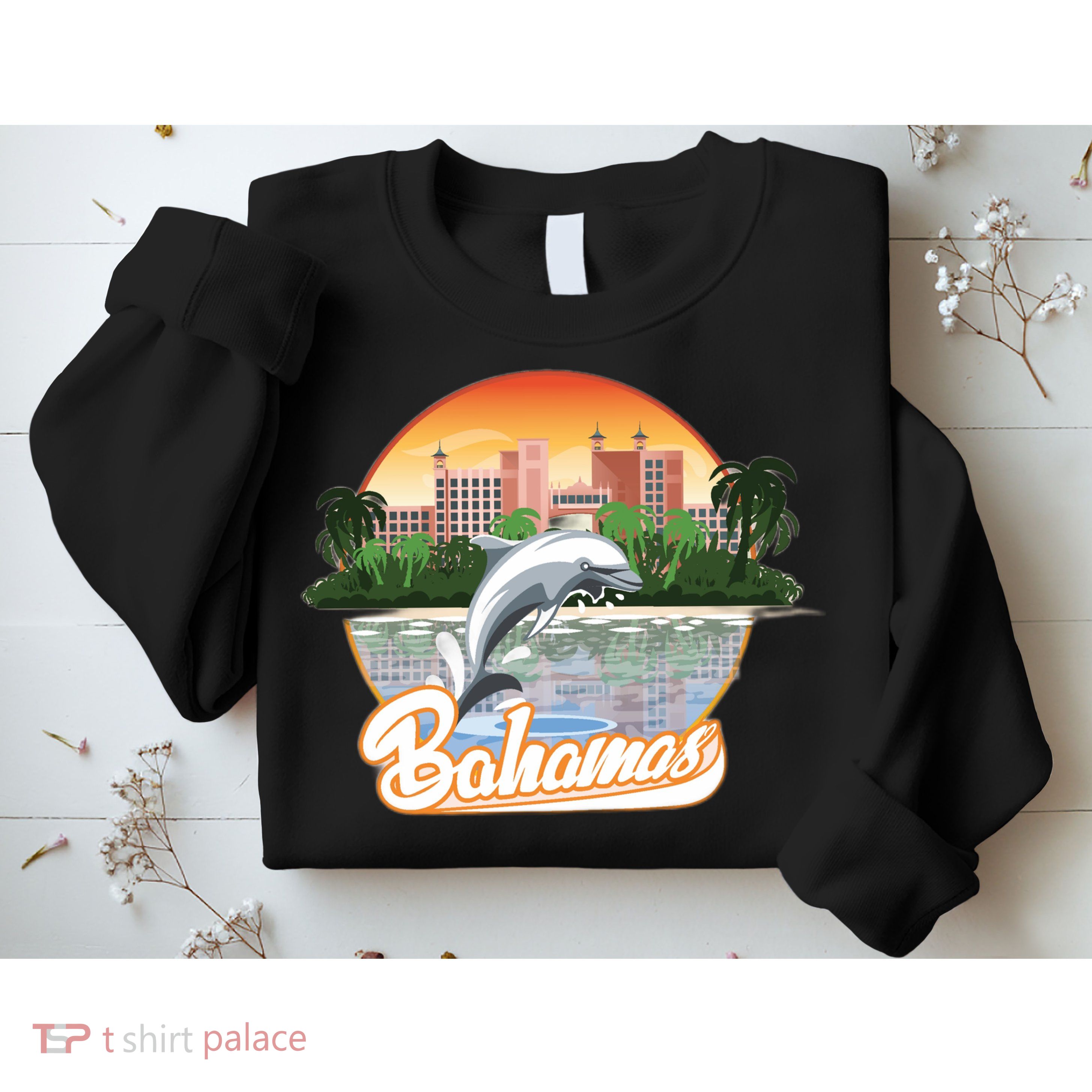Bahamas With A Playing Dolphin And Hotels Sweatshirt