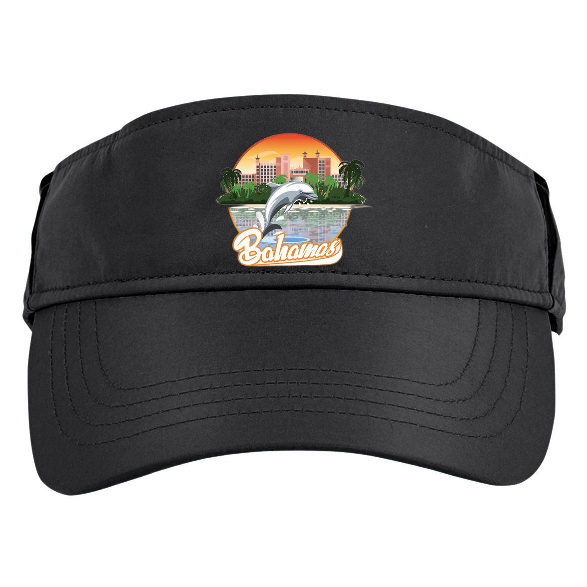 Bahamas With A Playing Dolphin And Hotels Adult Drive Performance Visor