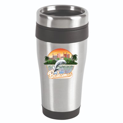Bahamas With A Playing Dolphin And Hotels 16oz Travel Tumbler