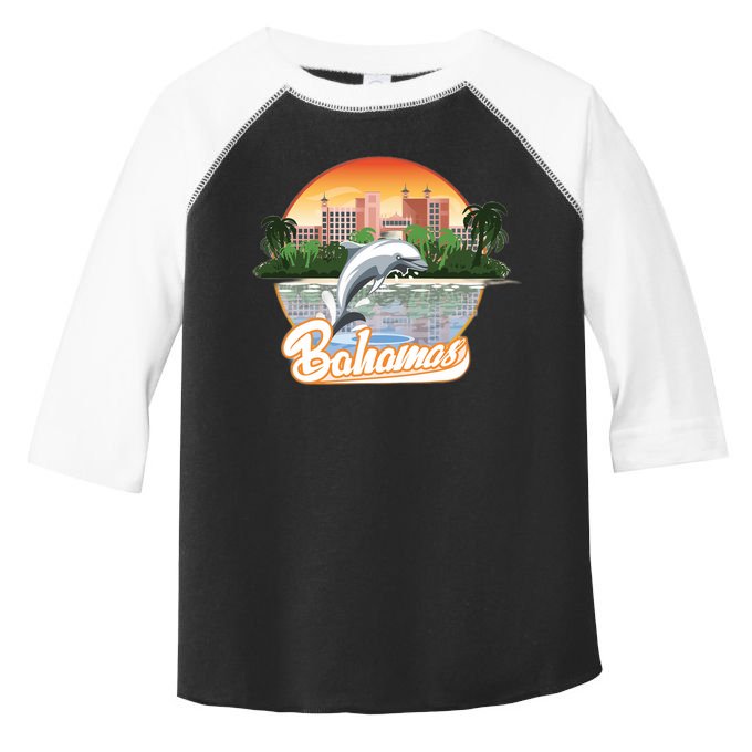 Bahamas With A Playing Dolphin And Hotels Toddler Fine Jersey T-Shirt
