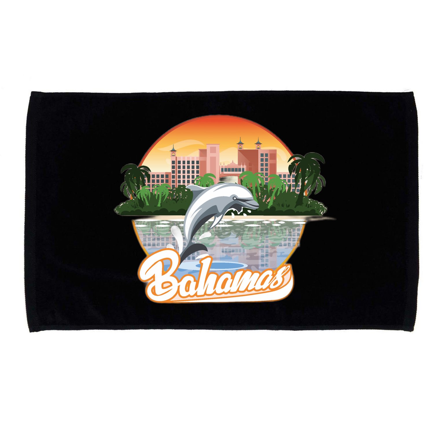 Bahamas With A Playing Dolphin And Hotels Microfiber Hand Towel