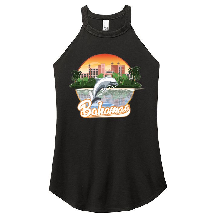 Bahamas With A Playing Dolphin And Hotels Women's Perfect Tri Rocker Tank