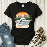 Bahamas With A Playing Dolphin And Hotels Womens T-Shirt