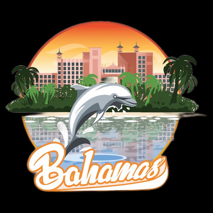 Bahamas With A Playing Dolphin And Hotels Womens T-Shirt