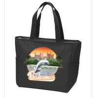 Bahamas With A Playing Dolphin And Hotels Zip Tote Bag