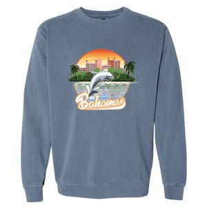 Bahamas With A Playing Dolphin And Hotels Garment-Dyed Sweatshirt