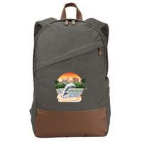 Bahamas With A Playing Dolphin And Hotels Cotton Canvas Backpack
