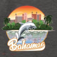 Bahamas With A Playing Dolphin And Hotels Vector Backpack