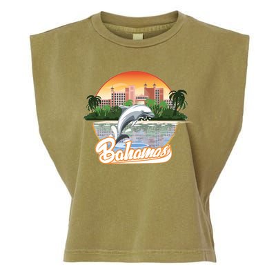 Bahamas With A Playing Dolphin And Hotels Garment-Dyed Women's Muscle Tee