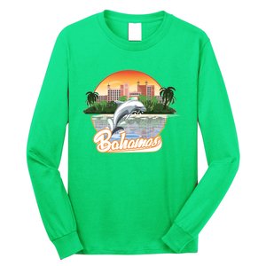 Bahamas With A Playing Dolphin And Hotels Long Sleeve Shirt