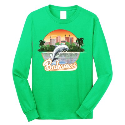 Bahamas With A Playing Dolphin And Hotels Long Sleeve Shirt
