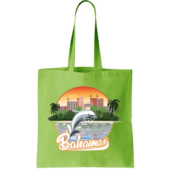 Bahamas With A Playing Dolphin And Hotels Bag