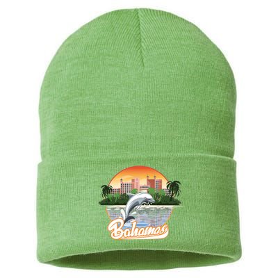 Bahamas With A Playing Dolphin And Hotels Sustainable Knit Beanie