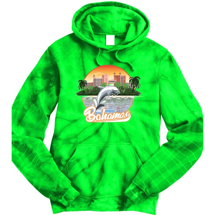 Bahamas With A Playing Dolphin And Hotels Tie Dye Hoodie