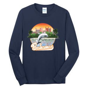 Bahamas With A Playing Dolphin And Hotels Tall Long Sleeve T-Shirt