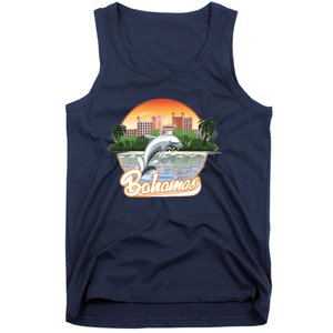 Bahamas With A Playing Dolphin And Hotels Tank Top