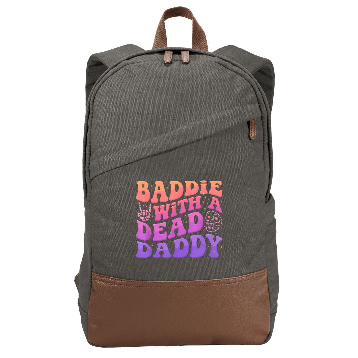 Baddie With A Dead Daddy  Cotton Canvas Backpack