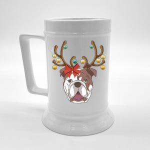 Bulldog With Antlers For Christmas Gift Beer Stein