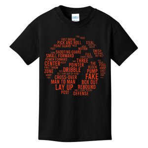 Basketball Word Art Sports Basketball Enthusiasts Kids T-Shirt