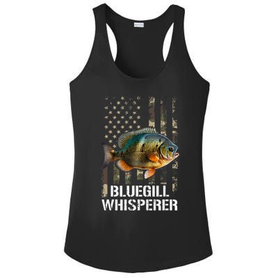 Bluegill Whisperer American Flag Ladies PosiCharge Competitor Racerback Tank