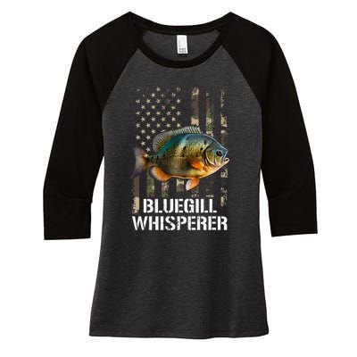 Bluegill Whisperer American Flag Women's Tri-Blend 3/4-Sleeve Raglan Shirt