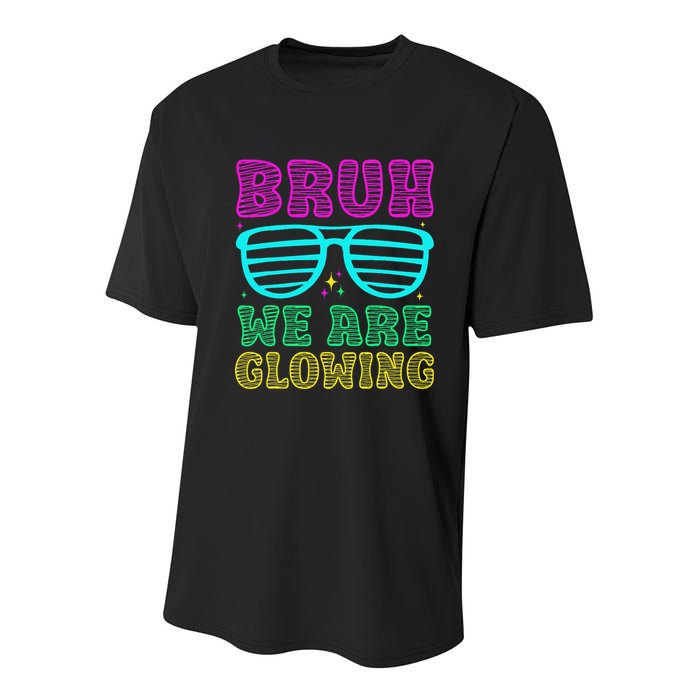 Bruh We Are Glowing Hello Summer Vacation Trips Youth Performance Sprint T-Shirt