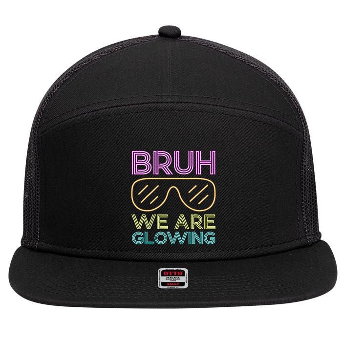 Bruh We Are Glowing Hello Summer Vacation Trip 7 Panel Mesh Trucker Snapback Hat