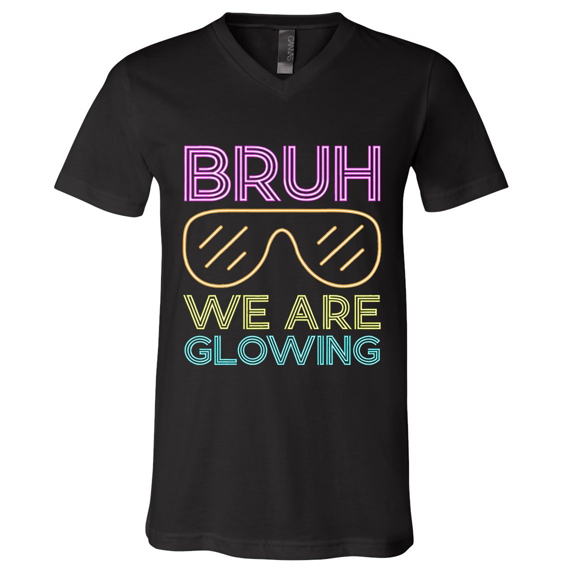 Bruh We Are Glowing Hello Summer Vacation Trip V-Neck T-Shirt