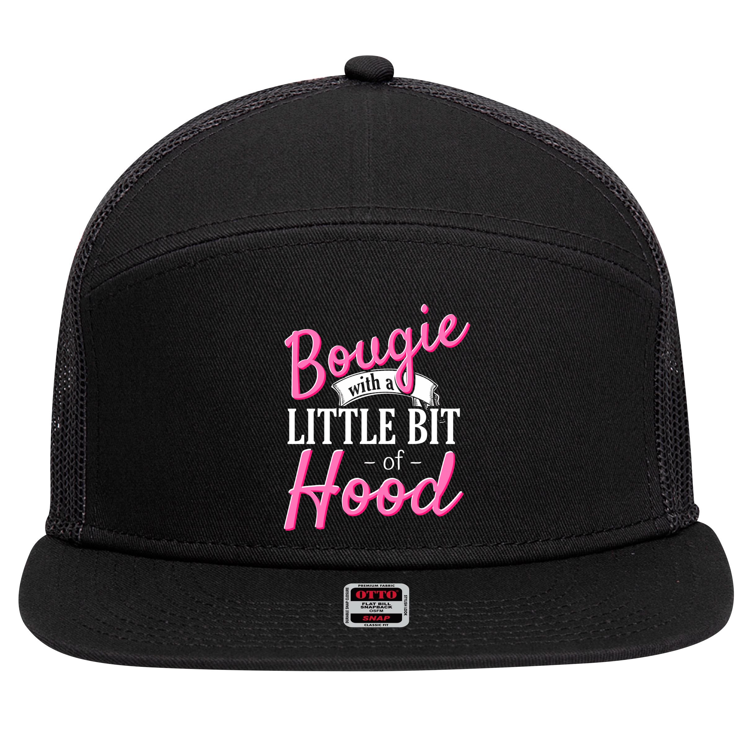 Bougie With A Little Bit Of Hood Funny Black Magic Gift 7 Panel Mesh Trucker Snapback Hat