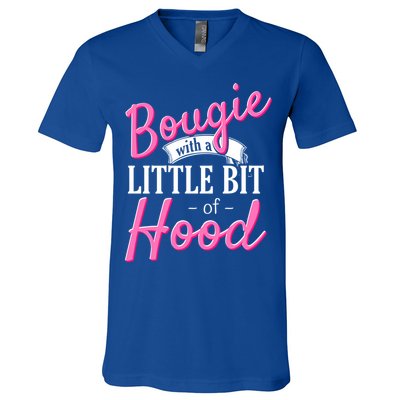 Bougie With A Little Bit Of Hood Funny Black Magic Gift V-Neck T-Shirt