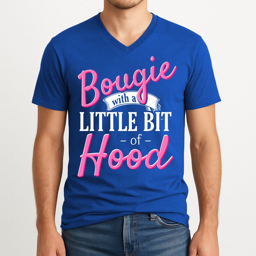 Bougie With A Little Bit Of Hood Funny Black Magic Gift V-Neck T-Shirt