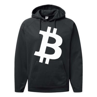 Big White Btc Bitcoin Logo Cryptocurrency Graphic Designs Performance Fleece Hoodie