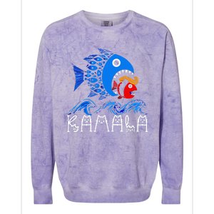 Blue Wave Big Fish Eats Small Fish Kamala Colorblast Crewneck Sweatshirt