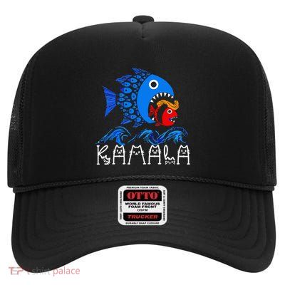 Blue Wave Big Fish Eats Small Fish Kamala High Crown Mesh Back Trucker Hat