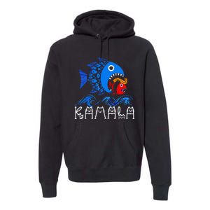 Blue Wave Big Fish Eats Small Fish Kamala Premium Hoodie