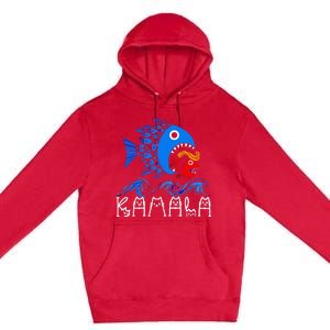 Blue Wave Big Fish Eats Small Fish Kamala Premium Pullover Hoodie