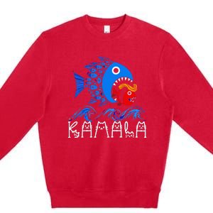 Blue Wave Big Fish Eats Small Fish Kamala Premium Crewneck Sweatshirt