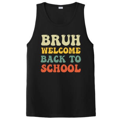 Bruh Welcome Back To School Funny Teacher Happy First Day PosiCharge Competitor Tank