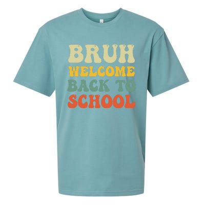 Bruh Welcome Back To School Funny Teacher Happy First Day Sueded Cloud Jersey T-Shirt