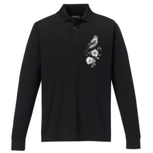 Bird Watching Bird Floral Design Birdwatching Gift Idea Cool Gift Performance Long Sleeve Polo