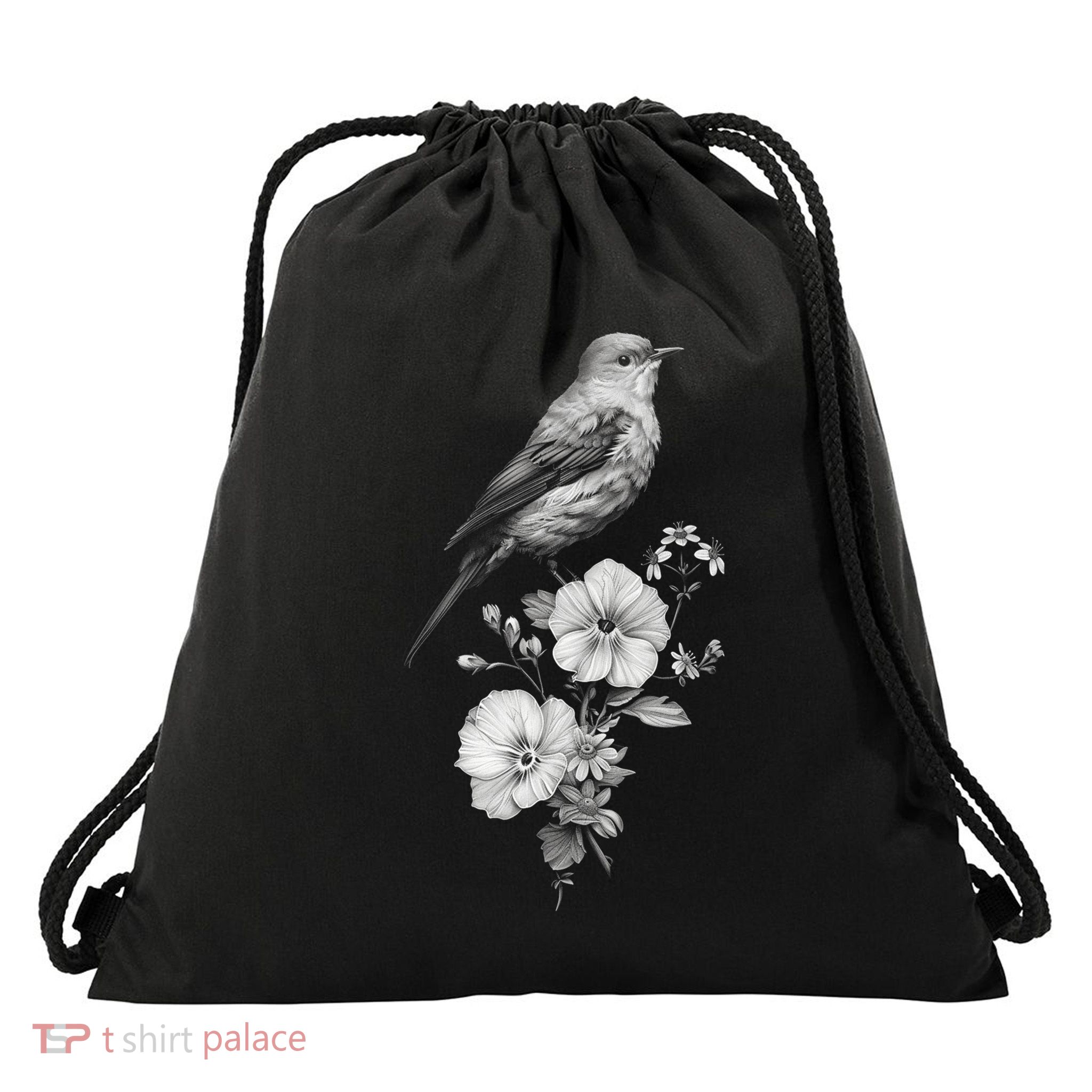 Bird Watching Bird Floral Design Birdwatching Gift Idea Cool Gift Drawstring Bag