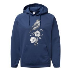 Bird Watching Bird Floral Design Birdwatching Gift Idea Cool Gift Performance Fleece Hoodie