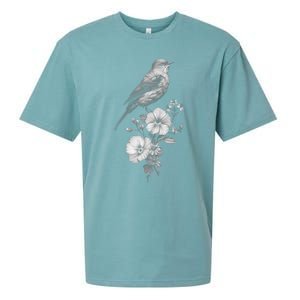 Bird Watching Bird Floral Design Birdwatching Gift Idea Cool Gift Sueded Cloud Jersey T-Shirt