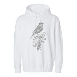 Bird Watching Bird Floral Design Birdwatching Gift Idea Cool Gift Garment-Dyed Fleece Hoodie