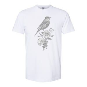 Bird Watching Bird Floral Design Birdwatching Gift Idea Cool Gift Softstyle CVC T-Shirt