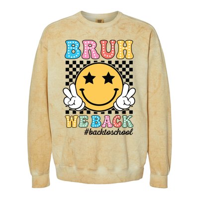 Bruh We Back Teachers Retro Back To School Boy Girl Colorblast Crewneck Sweatshirt